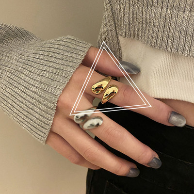 Vintage siledad veetilga avamissõrmused naistele Moodsad geomeetrilised ebakorrapärased kuldsed hõbedased kallistussõrmused peoõhtu jõulukingitus
