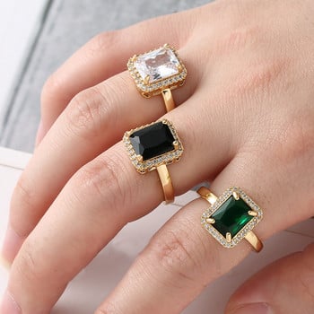 Νέες παραλαβές Γυναικεία δαχτυλίδια Ζιργκόν τετράγωνο Πράσινο Μαύρο Ανοιχτό Δαχτυλίδι Κοριτσίστικο Δαχτυλίδι Δαχτυλίδι Μόδα Χάλκινα κοσμήματα Δώρα Χονδρική