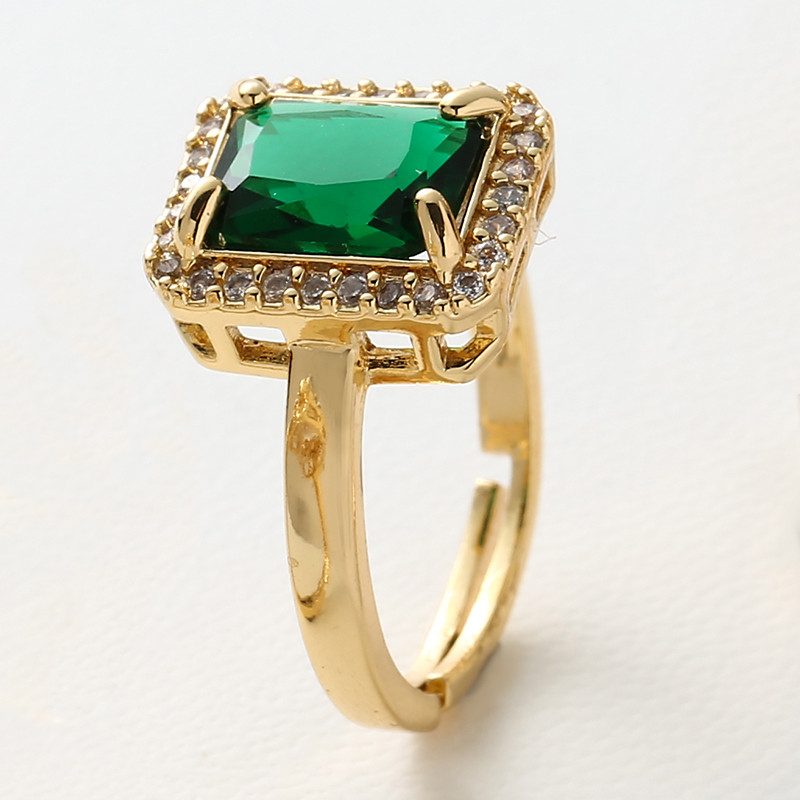 Uustulnukad Naiste sõrmused tsirkoon ruut roheline must lahtised sõrmused tüdrukute pidusõrmused moe vasest ehted kingitused hulgimüük