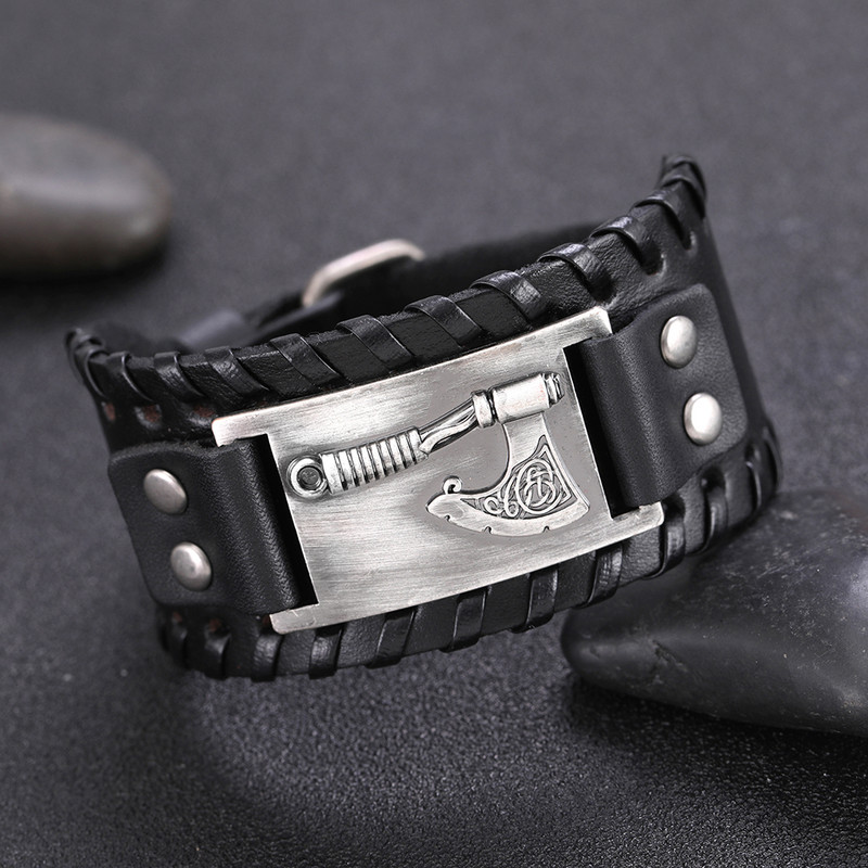 Skyrim slaavi Peruni kirves metallist käsitöö ühendus võlusid nahast käevõru meestele Opaal ehted ümbris käepael käevõru ehted