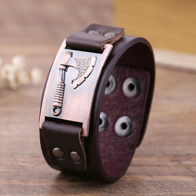 Skyrim slaavi Peruni kirves metallist käsitöö ühendus võlusid nahast käevõru meestele Opaal ehted ümbris käepael käevõru ehted