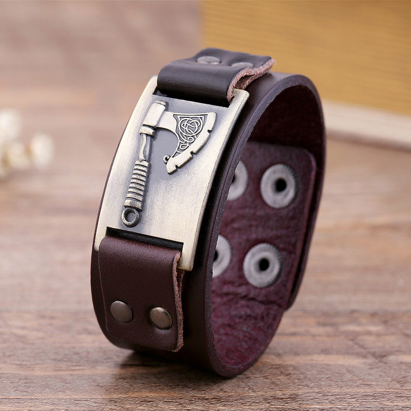 Skyrim slaavi Peruni kirves metallist käsitöö ühendus võlusid nahast käevõru meestele Opaal ehted ümbris käepael käevõru ehted