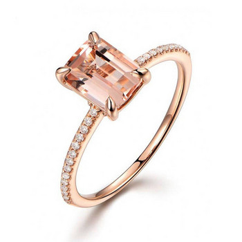 Елегантни луксозни дамски пръстени в цветове от розово злато Модни метални инкрустирани камък шампанско Комплект сватбени пръстени Годежни бижута