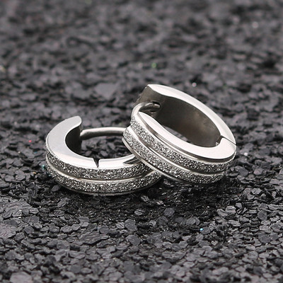 1 ζευγάρι Punk Steel Ear Clip/Ear Stud σκουλαρίκια για άντρες Γυναικεία Μαύρα τρυπημένα/No Pierced Fake Ear Circle Νέα ποπ κοσμήματα