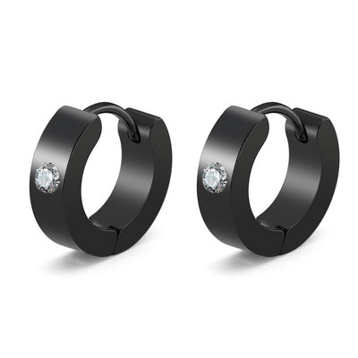 1 ζευγάρι Punk Steel Ear Clip/Ear Stud σκουλαρίκια για άντρες Γυναικεία Μαύρα τρυπημένα/No Pierced Fake Ear Circle Νέα ποπ κοσμήματα