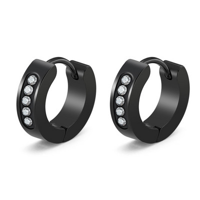 1 ζευγάρι Punk Steel Ear Clip/Ear Stud σκουλαρίκια για άντρες Γυναικεία Μαύρα τρυπημένα/No Pierced Fake Ear Circle Νέα ποπ κοσμήματα