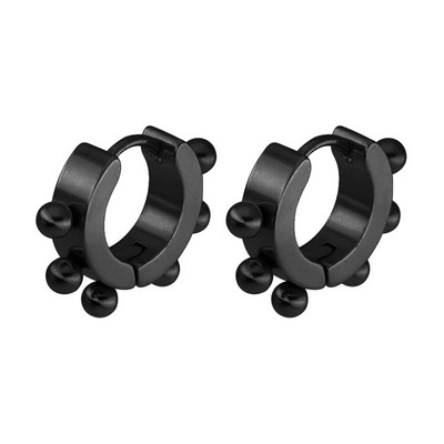 1 ζευγάρι Punk Steel Ear Clip/Ear Stud σκουλαρίκια για άντρες Γυναικεία Μαύρα τρυπημένα/No Pierced Fake Ear Circle Νέα ποπ κοσμήματα