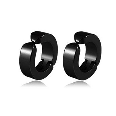 1 ζευγάρι Punk Steel Ear Clip/Ear Stud σκουλαρίκια για άντρες Γυναικεία Μαύρα τρυπημένα/No Pierced Fake Ear Circle Νέα ποπ κοσμήματα