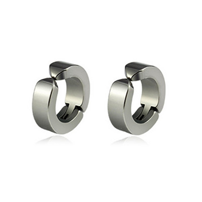1 ζευγάρι Punk Steel Ear Clip/Ear Stud σκουλαρίκια για άντρες Γυναικεία Μαύρα τρυπημένα/No Pierced Fake Ear Circle Νέα ποπ κοσμήματα