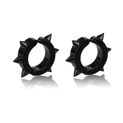 1 ζευγάρι Punk Steel Ear Clip/Ear Stud σκουλαρίκια για άντρες Γυναικεία Μαύρα τρυπημένα/No Pierced Fake Ear Circle Νέα ποπ κοσμήματα