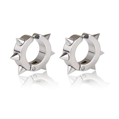 1 ζευγάρι Punk Steel Ear Clip/Ear Stud σκουλαρίκια για άντρες Γυναικεία Μαύρα τρυπημένα/No Pierced Fake Ear Circle Νέα ποπ κοσμήματα