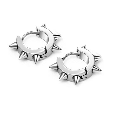 1 ζευγάρι Punk Steel Ear Clip/Ear Stud σκουλαρίκια για άντρες Γυναικεία Μαύρα τρυπημένα/No Pierced Fake Ear Circle Νέα ποπ κοσμήματα