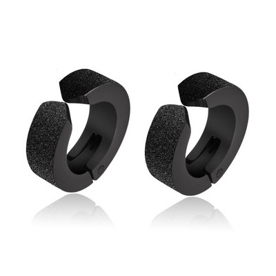 1 ζευγάρι Punk Steel Ear Clip/Ear Stud σκουλαρίκια για άντρες Γυναικεία Μαύρα τρυπημένα/No Pierced Fake Ear Circle Νέα ποπ κοσμήματα