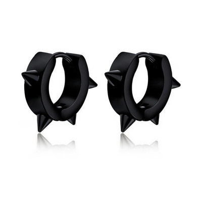 1 ζευγάρι Punk Steel Ear Clip/Ear Stud σκουλαρίκια για άντρες Γυναικεία Μαύρα τρυπημένα/No Pierced Fake Ear Circle Νέα ποπ κοσμήματα