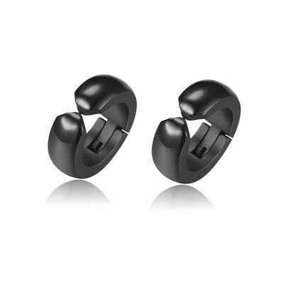 1 ζευγάρι Punk Steel Ear Clip/Ear Stud σκουλαρίκια για άντρες Γυναικεία Μαύρα τρυπημένα/No Pierced Fake Ear Circle Νέα ποπ κοσμήματα