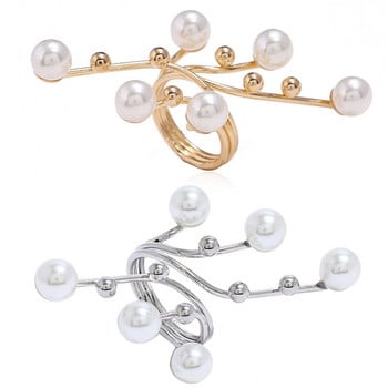 1PC Нови елегантни преувеличени двуслойни големи перлени пръстени за жени Модни аксесоари Парти Горещи бижута