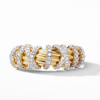 Γυναικεία δαχτυλίδια Yobest Πολυτελή κούφια έξω σταυρωτά κυβικά ζιργκόν Κίτρινο χρυσό ασημί Χρώμα πάρτι Δώρο Μόδα κοσμήματα Γαμήλια συγκροτήματα