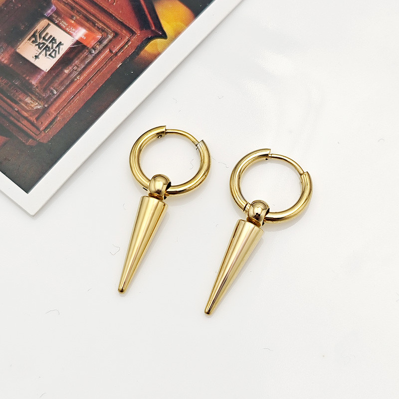 Akmens konusa kulonu stīpas auskari sievietēm vīriešiem nerūsējošā tērauda ģeometriski skrimšļi viens auskars hiphopa pīrsings rotaslietas