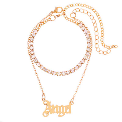 Δώρο κοσμήματα με καρακέ, γυαλιστερά, κρυστάλλινα ποδαράκια σφενδάμου για γυναίκες χρυσό ασημί χρώμα Ολόσωμη αλυσίδα τένις με στρας, βραχιόλι κοσμήματα