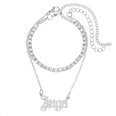 Δώρο κοσμήματα με καρακέ, γυαλιστερά, κρυστάλλινα ποδαράκια σφενδάμου για γυναίκες χρυσό ασημί χρώμα Ολόσωμη αλυσίδα τένις με στρας, βραχιόλι κοσμήματα