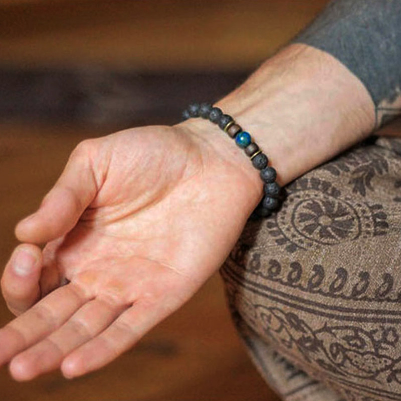 Muška narukvica od kamena lave, perla od prirodnog mjesečevog kamena, narukvica s tibetanskim Budom, narukvica s raspršivačem čakre, narukvice za muškarce, nakit, pokloni, isporuka u isporuci
