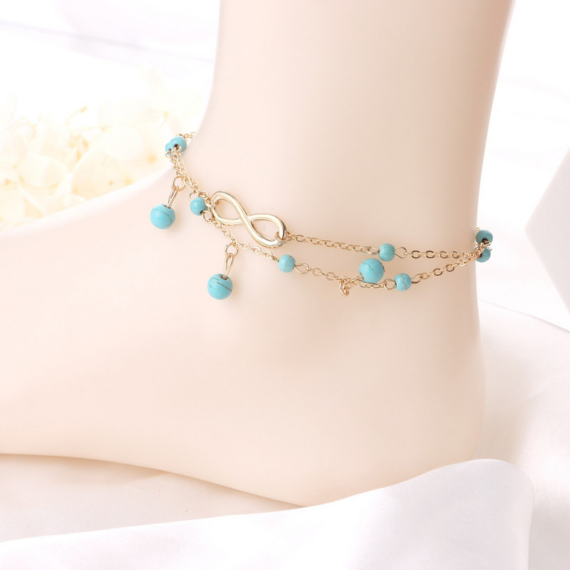 2021. aasta Boho naiste kahekihilised jalavõrud paljajalu sandaalid imitatsiooniga pärljala ehted jalavõrud jalgadel olevate naiste pahkluu käevõrud