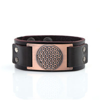 Teamer Retro Flower of Life Mandala Egiptuse laiad nahast käevõrud Wicca Nordic Viking Sacred Amulet Meeste käevõrude hulgimüük