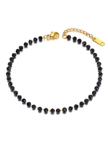 Lokaer Fashion Black CZ Crystal Charm Анкети за жени Момиче Неръждаема стомана Link Chain Bohemia Beach Foot Anklet Jewelry A21029