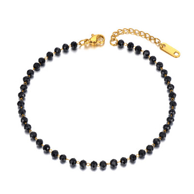 Lokaer Fashion Black CZ Crystal Charm potītes Sievietēm Meiteņu Nerūsējošā tērauda ķēde Bohemia Pludmales Kāju Potīšu Rotaslietas A21029