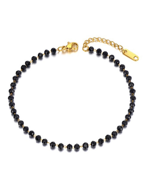 Lokaer Fashion Black CZ Crystal Charm potītes Sievietēm Meiteņu Nerūsējošā tērauda ķēde Bohemia Pludmales Kāju Potīšu Rotaslietas A21029