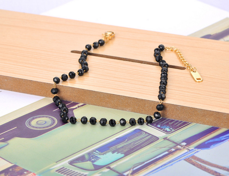 Lokaer Fashion Black CZ Crystal Charm potītes Sievietēm Meiteņu Nerūsējošā tērauda ķēde Bohemia Pludmales Kāju Potīšu Rotaslietas A21029