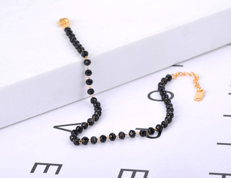 Lokaer Fashion Black CZ Crystal Charm potītes Sievietēm Meiteņu Nerūsējošā tērauda ķēde Bohemia Pludmales Kāju Potīšu Rotaslietas A21029