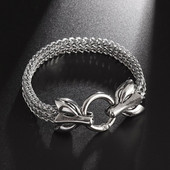 Roostevabast terasest topelt rebasepeaga käevõru meestele Raskemetallist sõrmus loomade käevõru Punk Biker Rock Ehted Aksessuaarid