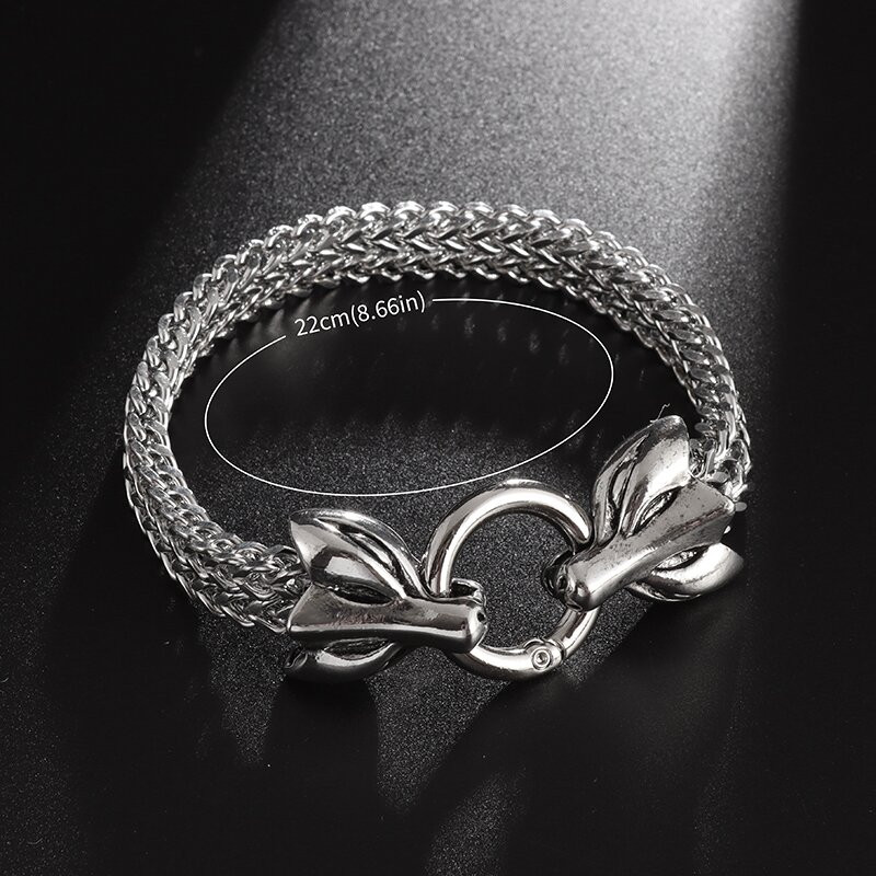 Roostevabast terasest topelt rebasepeaga käevõru meestele Raskemetallist sõrmus loomade käevõru Punk Biker Rock Ehted Aksessuaarid