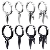 1 gab. Ģeometrija unisex titāna nerūsējošā tērauda stīpas auskari auksti melni eleganti pušķu ķēde vīrietis vairumtirdzniecība trīsstūrveida piramīdas vīrietis