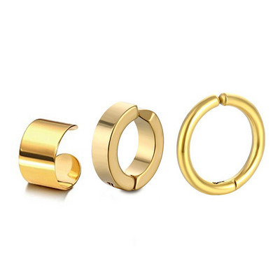 3tk/komplekt Roostevabast terasest kõrvaklambrid Kõrvarõngad Naistele Meestele Valutud Mitteläbistavad võltskõrvarõngad Kõrvamansetid Vintage Punk Kõrvaehted