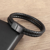 Κοσμήματα Ανδρικό γούρι Κλασικό Διπλό Δερμάτινο Βραχιόλι Μόδα Steampunk Cuff Βραχιόλι Casual Sports Party Δώρα Κοσμήματα