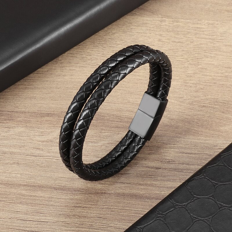 Κοσμήματα Ανδρικό γούρι Κλασικό Διπλό Δερμάτινο Βραχιόλι Μόδα Steampunk Cuff Βραχιόλι Casual Sports Party Δώρα Κοσμήματα