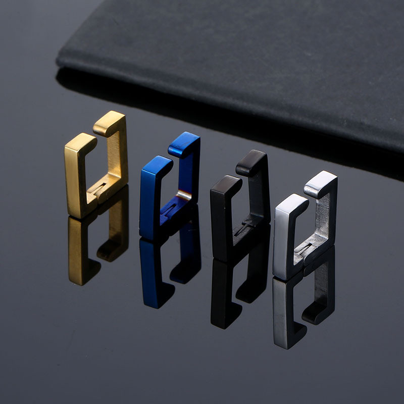 2tk/3tk roostevabast terasest mitteläbiv kolmnurk/ruut/ümmargune kõrvaklambriga manseti kõrvarõngaste komplekt meestele, naistele, Unisex