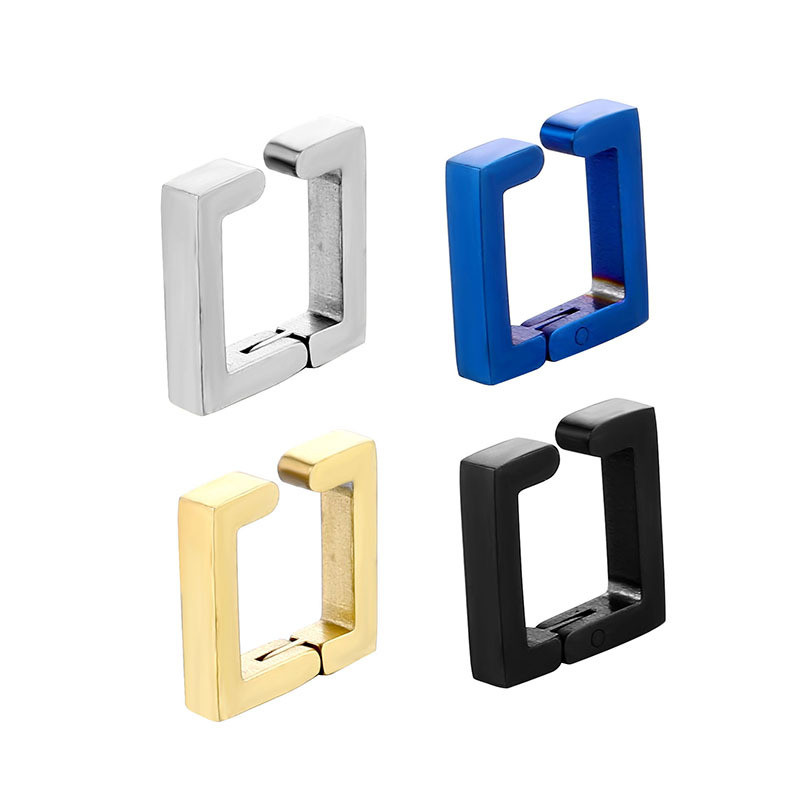 2tk/3tk roostevabast terasest mitteläbiv kolmnurk/ruut/ümmargune kõrvaklambriga manseti kõrvarõngaste komplekt meestele, naistele, Unisex