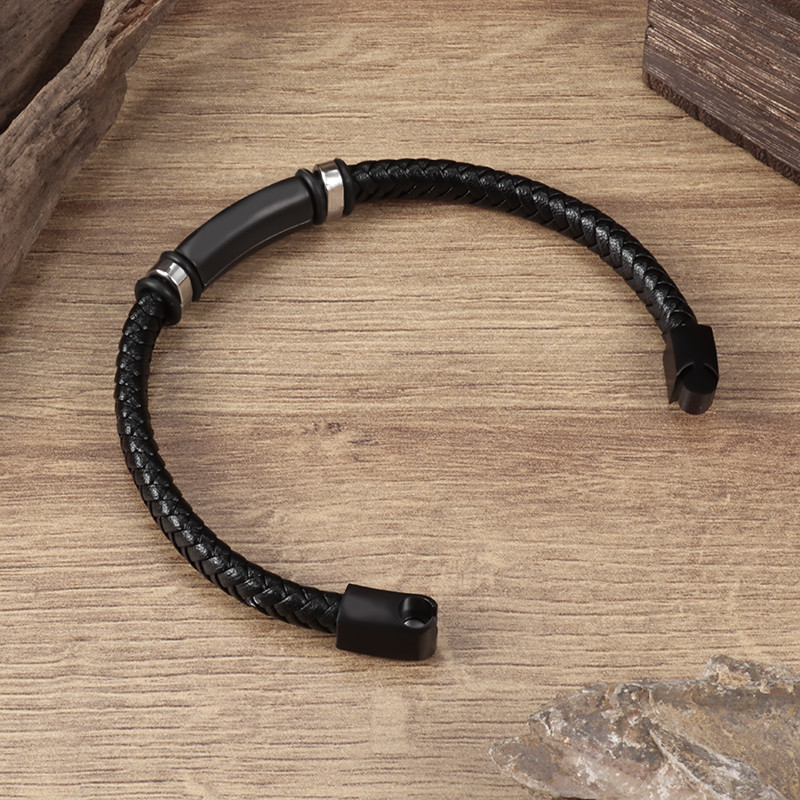 Klasiska melna plānas ādas rokassprādze vīriešiem Metāla magnētiskā aizdare biznesa rokassprādze vīrietim dāvana 3 krāsās pēc izvēles