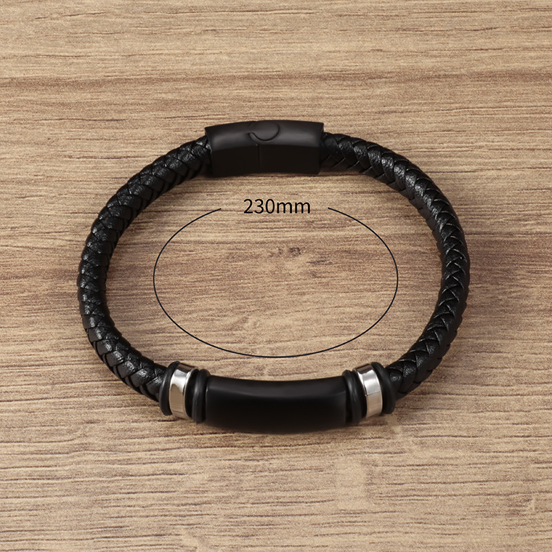 Klasiska melna plānas ādas rokassprādze vīriešiem Metāla magnētiskā aizdare biznesa rokassprādze vīrietim dāvana 3 krāsās pēc izvēles