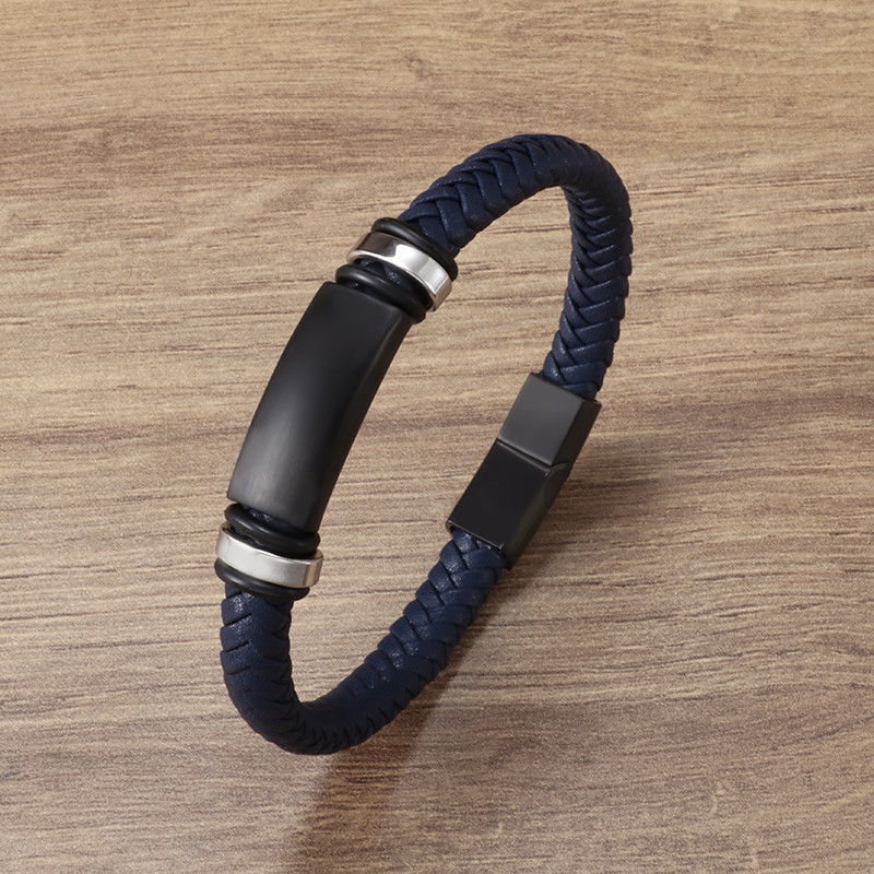 Klasiska melna plānas ādas rokassprādze vīriešiem Metāla magnētiskā aizdare biznesa rokassprādze vīrietim dāvana 3 krāsās pēc izvēles