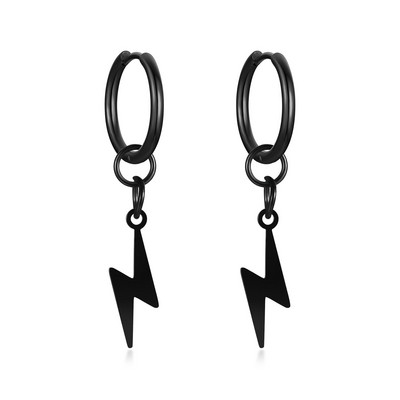 Mustad välgunooliga Huggie Hoop kõrvarõngad, roostevabast terasest välgukõrvarõngad