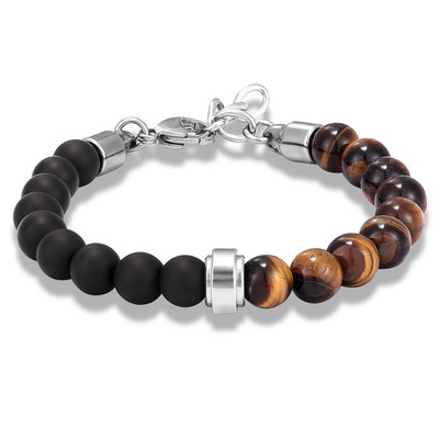 Klassikaline meeste helmestega käevõru 8 mm tiigrisilm kivist helmeste võlu roostevabast terasest kett käevõrud käevõrud ehted kingitus pulsera hombre