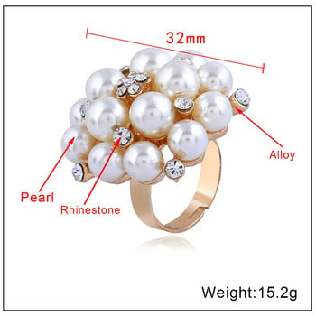 Ευρώπη και Αμερική Δημοφιλή κοσμήματα Δημοφιλή μόδα Δαχτυλίδι με ανοιγόμενο ρυθμιζόμενο μαργαριταρένιο δαχτυλίδι