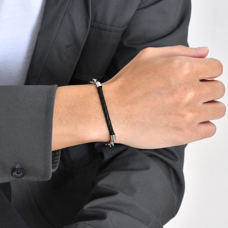 Mprainbow stiilsed nahast köieketiga käevõrud, musta värvi PU trossivõru roostevabast terasest keti käepaelaga, vabaaja meeste ehted