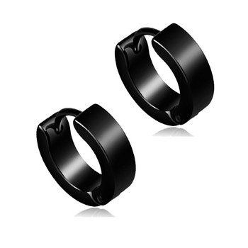 1 ζευγάρια σκουλαρίκια από ανοξείδωτο ατσάλι μαύρο κρίκο για άνδρες Γυναικεία Huggie Triangle Square Στρογγυλά γεωμετρικά σκουλαρίκια καρφιά