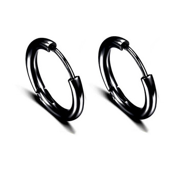 1 ζευγάρια σκουλαρίκια από ανοξείδωτο ατσάλι μαύρο κρίκο για άνδρες Γυναικεία Huggie Triangle Square Στρογγυλά γεωμετρικά σκουλαρίκια καρφιά