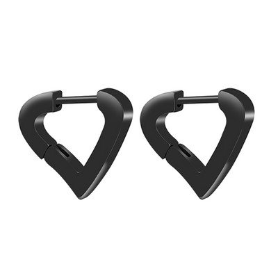 1 paari roostevabast terasest musta rõngaga kõrvarõngaid meestele naistele Huggie kolmnurksed ümmargused geomeetrilised kõrvarõngad